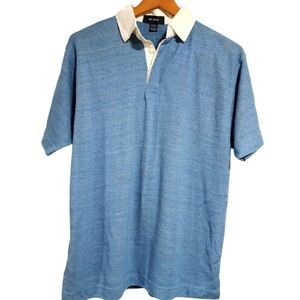 Silk House👕Blue w/ Cream Collar Polo Size S